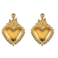 Colgante de corazón sagrado dorado de acero inoxidable para joyería artesanal DIY - Estilo Borde Serrado de Llama Radiante (L250507-4) / 2 unidades/paquete / Dorado