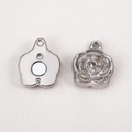 Fermoir magnétique fleur rose en acier inoxydable 304 pour la création de bijoux DIY - Pack de 1 paire / Argent