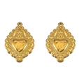 Juego de dos colgantes de corazón dorados con grabados vintage y bordes decorativos - Estilo Sagrado Corazón Floral Calado (L250507-8) / 2 Piezas/Paquete / Dorado