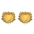 Colgantes de corazón con rayos de sol dorados en acero inoxidable para joyería DIY - Estilo Corazón con Estallido Solar Radiante (L250507-11) / 2 Piezas/Paquete / Dorado