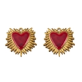 Vergoldeter 304 Edelstahl Herzflügel Anhänger mit roter Emaille für DIY Halsketten - Strahlende Flamme (L250507-11) / Gold