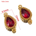 Pendentif en cristal rouge en forme de poire avec monture dorée pour bijoux, taille 12x6,5 mm - Strass Larme à Double Boucle (Base Dorée) / 10 Pièces/Paquet (12x6.5mm) / Rouge