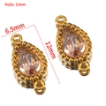 Connecteur goutte en cristal champagne et finition dorée pour création de bijoux - Strass Larme à Double Boucle (Base Dorée) / 10 Pièces/Paquet (12x6.5mm) / Champagne