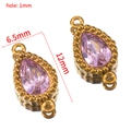 Pendentif goutte lavande avec monture dorée 12x6,5mm pour création de bijoux DIY - Strass Larme à Double Boucle (Base Dorée) / 10 Pièces/Paquet (12x6.5mm) / Rose