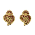 Vergoldete Sacred Heart Flügelanhänger mit roter Emaille und filigranem Muster - Gold