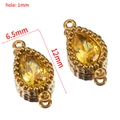 Pendentif goutte doré avec cristal jaune 6,5x12mm connecteur en acier inoxydable - Strass Larme à Double Boucle (Base Dorée) / 10 Pièces/Paquet (12x6.5mm) / Jaune