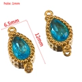 Pendentif goutte de cristal bleu ciel avec bord doré pour bijoux, taille 6,5x12mm - Strass Larme à Double Boucle (Base Dorée) / 10 Pièces/Paquet (12x6.5mm) / Bleu