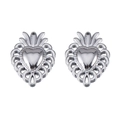 Colgantes de corazones calados en acero inoxidable pulido plateado para crear joyas - Estilo Sagrado Corazón Encaje Calado (L250507-5) / 2 Piezas/Paquete / Color acero