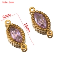 Pendentif goutte de strass lavande en acier inoxydable doré pour bijoux DIY - Strass Marquise à Double Trou (Base Dorée) / 10 Pièces/Paquet (13x6mm) / Rose