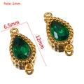 Pendentif goutte d'eau vert émeraude avec monture dorée pour la création de bijoux - Strass Larme à Double Boucle (Base Dorée) / 10 Pièces/Paquet (12x6.5mm) / Vert foncé