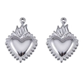 Colgantes de acero inoxidable pulido con diseño de corazón y llama para joyas - Estilo Borde Serrado de Llama Radiante (L250507-4) / 2 Piezas/Paquete / Color acero