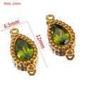 Pendentif goutte à facettes vert avec cadre doré et dimensions de 6,5x12mm pour bijoux - Strass Larme à Double Boucle (Base Dorée) / 10 Pièces/Paquet (12x6.5mm) / Vert