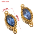 Connecteurs de bijoux goutte d'eau bleue et finition or antique dimensions 13x6mm - Strass Marquise à Double Trou (Base Dorée) / 10 Pièces/Paquet (13x6mm) / Bleu foncé