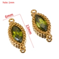 Pendentif goutte cristal vert olive avec bordure perlée dorée 13x6mm - Strass Marquise à Double Trou (Base Dorée) / 10 Pièces/Paquet (13x6mm) / Vert