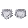 Colgantes de corazón en acero inoxidable plateado con diseño de sol para joyas DIY - Estilo Corazón con Estallido Solar Radiante (L250507-11) / 2 Piezas/Paquete / Color acero