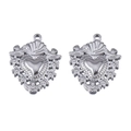 Colgante de corazón en acero inoxidable plateado con grabado de ángel y relieve floral - Estilo Corazón con Relieve de Ángel (L250427-3) / 2 Piezas/Paquete / Color acero