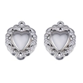 Colgante de corazón de acero inoxidable plateado con motivos de filigrana para joyas - Estilo Corazón de Filigrana Calado (L250507-12) / 2 Piezas/Paquete / Color acero