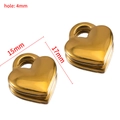 Polished heart shaped stainless steel DIY pendant with gold finish for jewelry making - 15×17mm / Gold
