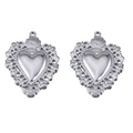 Colgante corazón de plata pulida con bordes filigranados para proyectos de joyería DIY - Estilo Corazón de Encaje Espejado (L250427-1) / 2 Piezas/Paquete / Color acero