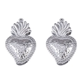 Colgantes de corazón sagrado en acero inoxidable plateado para bisutería DIY - Estilo Sagrado Corazón Borde Martillado (L250507-15) / 2 Piezas/Paquete / Color acero