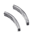 Silver 304 stainless steel curved tube bead with diamond texture for DIY jewelry - Silver 01