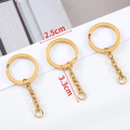25mm golden stainless steel flat key ring with chain DIY jewelry connector accessories - Gold