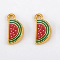 304 stainless steel watermelon enamel charms with golden finish for DIY jewelry - Cool Watermelon / 10x20mm (1 Piece/Pack) / Red