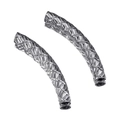 Silver 304 stainless steel curved tube bead with diamond cut texture for DIY jewelry - Steel Color 04
