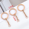 Rose gold 25mm stainless steel flat split ring with chain for DIY jewelry crafts - Rose Gold