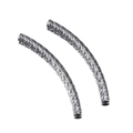 Paire de perles tubes courbées en acier inoxydable 304 avec motif diamanté argent - Couleur Acier 05