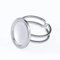 Silver twisted double-layer open ring with an oval bezel base for DIY jewelry making - Gear Edge Oval Bezel (J473-S-Silver)