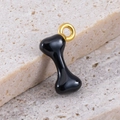 Cute black bone shaped 304 stainless steel pendant for DIY jewelry making - Bone Black (10x15mm)