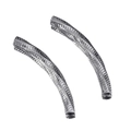 Paire de perles tubes courbées en acier inoxydable 304 avec texture tissée pour bijoux DIY - Couleur Acier 08