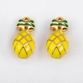 Anhänger Ananas aus 304 Edelstahl mit gelber und grüner Emaille für DIY Schmuckherstellung - Ananas / 17x8mm (1 Stück/Packung) / Gelb
