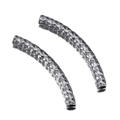 Perles tubes courbés en acier inox 304 argenté avec texture diamantée pour bijoux DIY - Couleur Acier 16