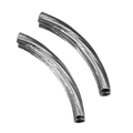 Deux perles tubes courbées en acier inoxydable 304 argenté avec gravure diagonale - Couleur Acier 17
