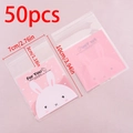 50pcs pink rabbit cartoon self-adhesive plastic packaging bags for candy 7x10cm - Mini / Pink Cute Rabbit
