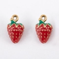 Erdbeer-Anhänger aus 304 Edelstahl mit rotem Emaille für DIY-Halsketten und Armbänder - Sommer-Himbeere (Mittel) / 14x8mm (1 Stück/Packung) / Rot