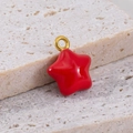 Cute red star enamel pendant with gold loop for DIY jewelry making accessories - Star Red (11x14mm)