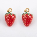 304 Edelstahl Erdbeere Emaille Anhänger für DIY Schmuckherstellung Zubehör - Sommer-Himbeere (Groß) / 16x10mm (1 Stück/Packung) / Rot
