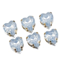 Cristalli a cuore azzurro con base a griffe dorata per cucito e artigianato - 20 Pezzi/Confezione (10mm) / Opale Bianco