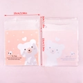 Pink cartoon bear self-adhesive packaging bag for cookies and candy 10x10cm size - 50 Pieces/Pack (10x10cm) / Pink Smiling Bear