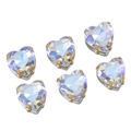 Cristallo AB da 10mm a forma di cuore con castone dorato per cucito e artigianato - 20 Pezzi/Confezione (10mm) / Raggio di Luna