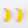 Bananen-Anhänger aus 304 Edelstahl mit gelber Emaille für DIY-Schmuckherstellung - Halbmond-Banane / 19x7.5mm (1 Stück/Packung) / Gelb