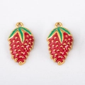 Erdbeer-Anhänger aus 304 Edelstahl mit roter Emaille für DIY Schmuckherstellung - Sommer-Himbeere (XXL) / 21.5x12.5mm (1 Stück/Packung) / Rot