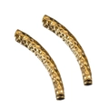 Perles tubes courbés en acier inoxydable 304 doré avec texture martelée pour bijoux DIY - Or 11