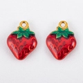 Erdbeer-Anhänger aus 304 Edelstahl mit roter Emaille für DIY Schmuckherstellung - Gepunktete Erdbeere / 16x11.5mm (1 Stück/Packung) / Rot