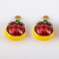 Zwei gelbe Anhänger in Persimone-Form aus 304 Edelstahl mit lebendiger Emaille-Glasur - Kaki / 19x13.5mm (1 Stück/Packung) / Rot