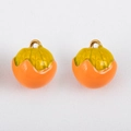 Zwei fruchtförmige Anhänger aus 304 Edelstahl mit gelber und orangefarbener Emaillierung - Sonnige Orange / 15.5x13mm (1 Stück/Packung) / Orange