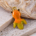 Cute 304 stainless steel goldfish pendant with orange enamel for DIY jewelry making - Goldfish Orange (14x25mm)